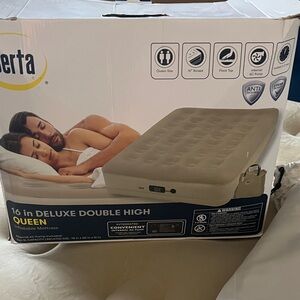 Intex Queen Deluxe Double High Air Mattress - Cream